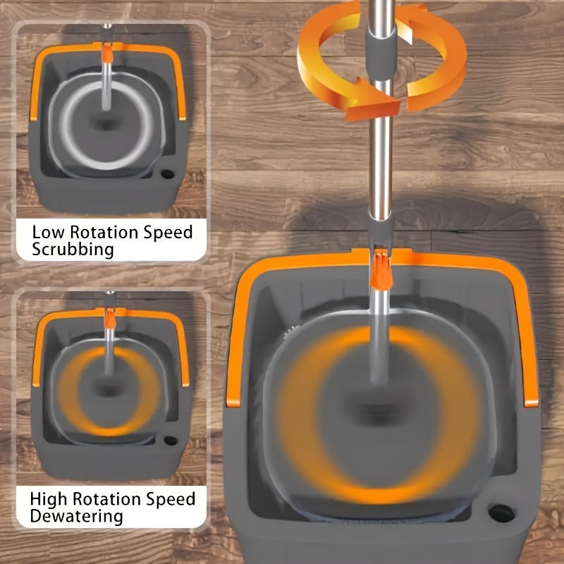 Комплект для уборки «всё в одном» с вращающейся тряпкой для влажной и сухой уборки