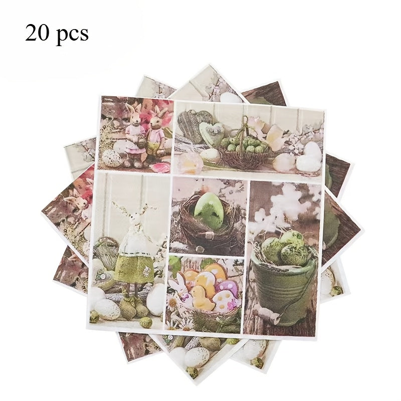 Set of 20 Easter Bunny Egg Disposable Napkins 2-Ply Paper Towels for Easter Table Decor