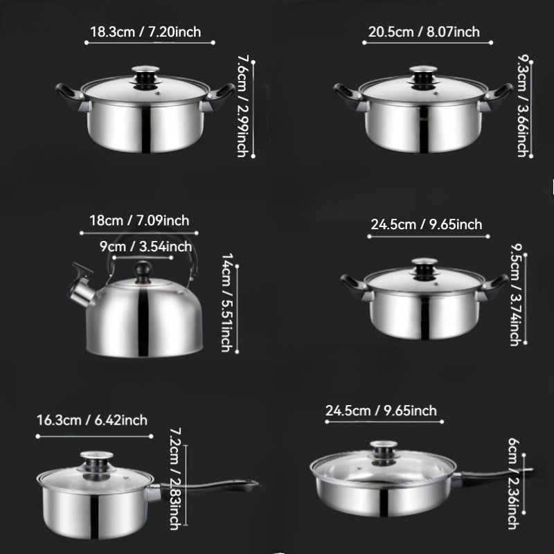 Juego de utensilios de cocina de acero inoxidable de 12 piezas con mangos removibles y resistencia al calor
