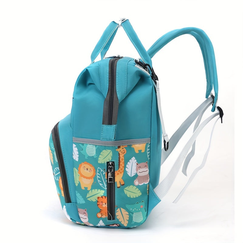 Cartoon Print Diaper Bag for Moms with Spacious Storage and Versatile Backpack