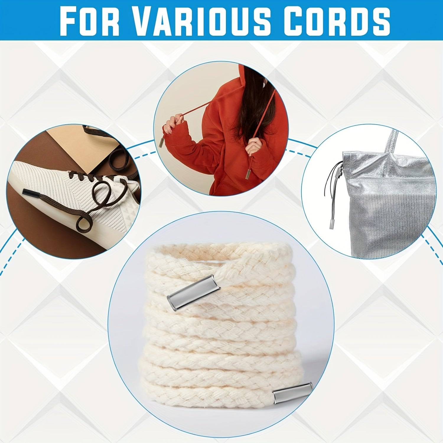 40 Pcs Metal Aglet Tips for Shoelaces and Drawstrings Stainless Steel