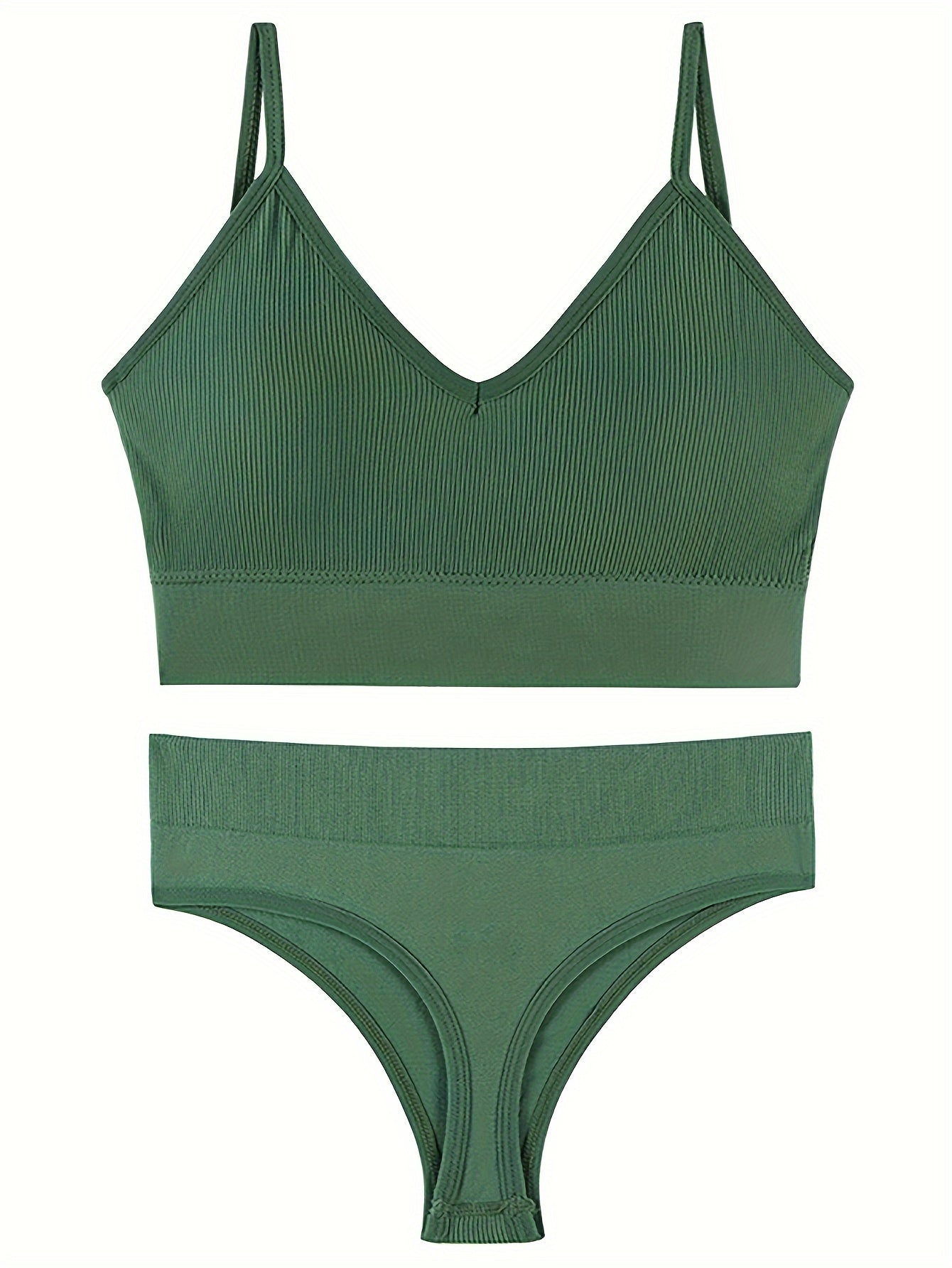 Nylon Lingerie Set with Backless Bra and Thong Removable Pads for Comfortable Wear