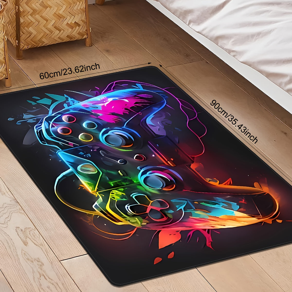 Alfombra de área para juegos duradera antideslizante con patrón de consola de videojuegos para espacios de alto tráfico