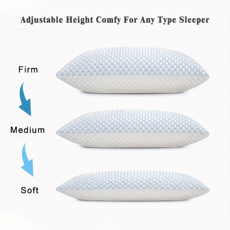 Queen Size Memory Foam Pillow with Adjustable Loft Breathable Cover