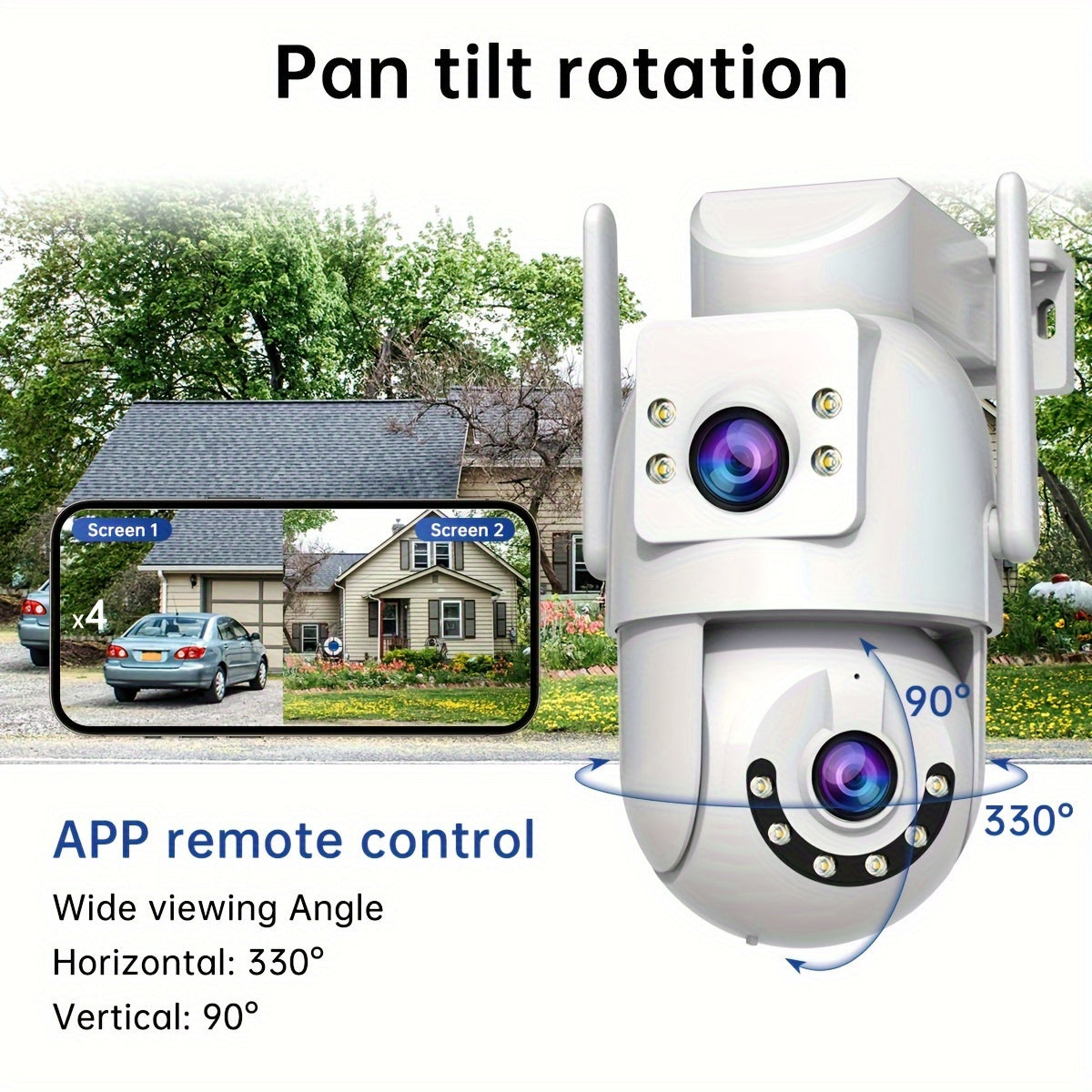 Wireless PTZ Security Camera with 5G WiFi Dual Lens Two-Way Audio Auto Tracking for Elderly Pets and Kids