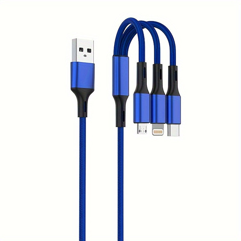 3-in-1 Naylon bilan to‘qilgan zaryadlash kabeli USB dan Lightning Type-C Micro USB gacha 149cm