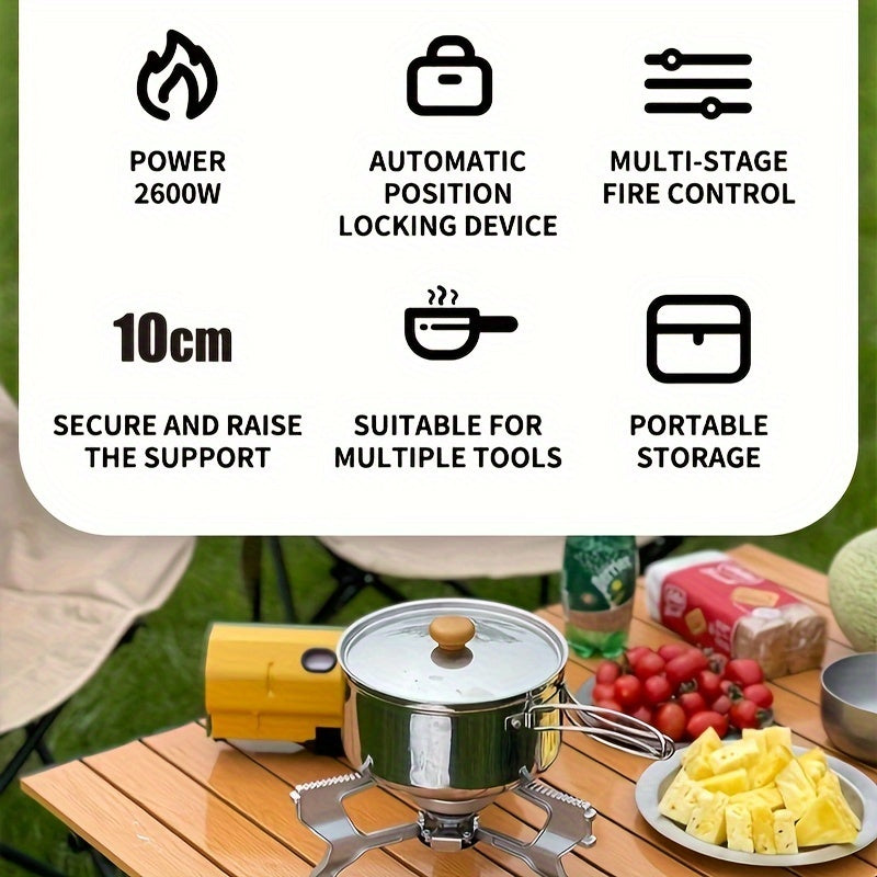 Versatile Camping Stove with Rotatable Support and Bottle Opener for Outdoor Cooking