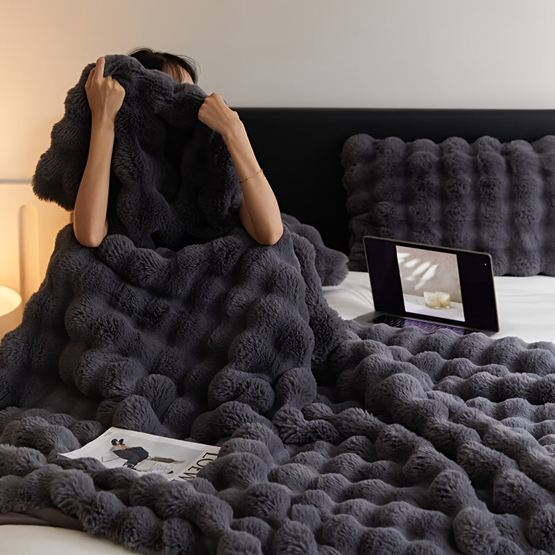 Manta de felpa de color sólido para sofá cama, sofá, camping, cobertura para siesta de cuatro estaciones