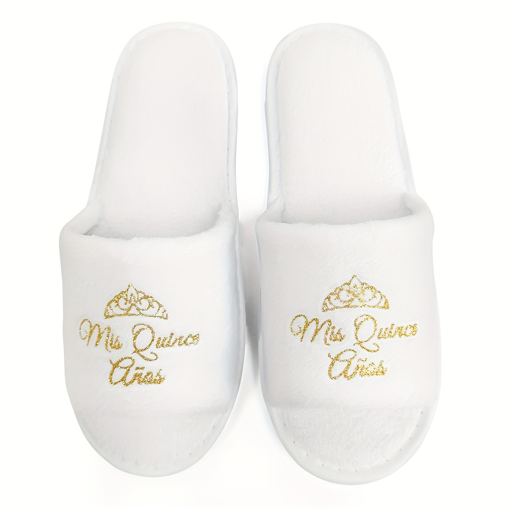 Girls 15th Birthday Glitter Gold Crown Script Slippers Soft EVA Flats