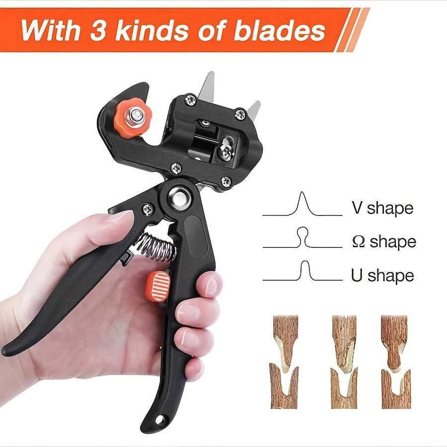 Gardening Grafting Tool Set with 3 Blades Pruning Shears Knife Wrench Storage Bag