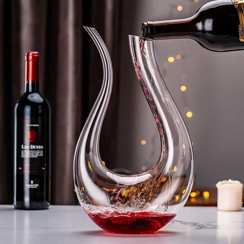 European-Style Crystal Wine Decanter with U-Shaped Harp for Home or Restaurant