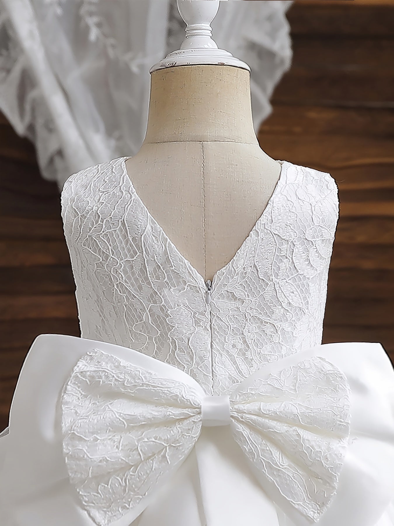 Toddler Girl Dress Lace Tulle Princess V-Neck Sleeveless for Formal Occasions