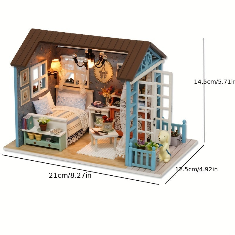 Wooden DIY Miniature House Model for Bedroom and Study Decoration Gift for Valentine's Day and Birthdays