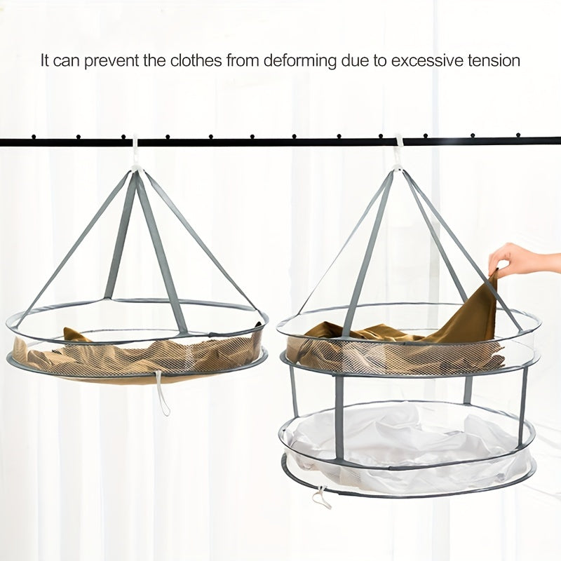 Foldable Hanging Sweater Drying Net with Anti-Deformation Basket for Shirts Socks Underwear