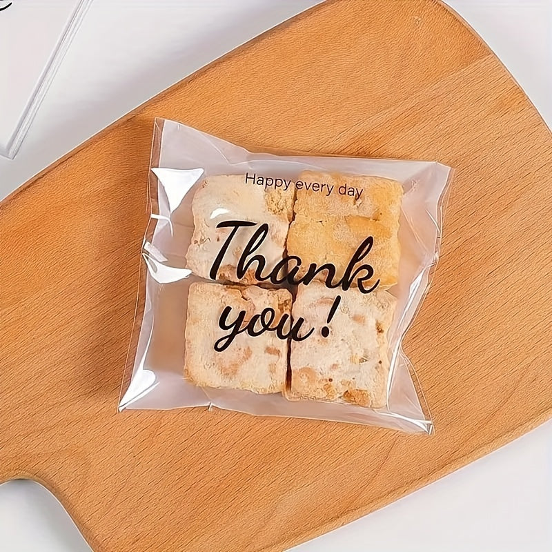 100 Snowflake Thank You Self-Sealing Gift Bags for Cookies Candy Jewelry