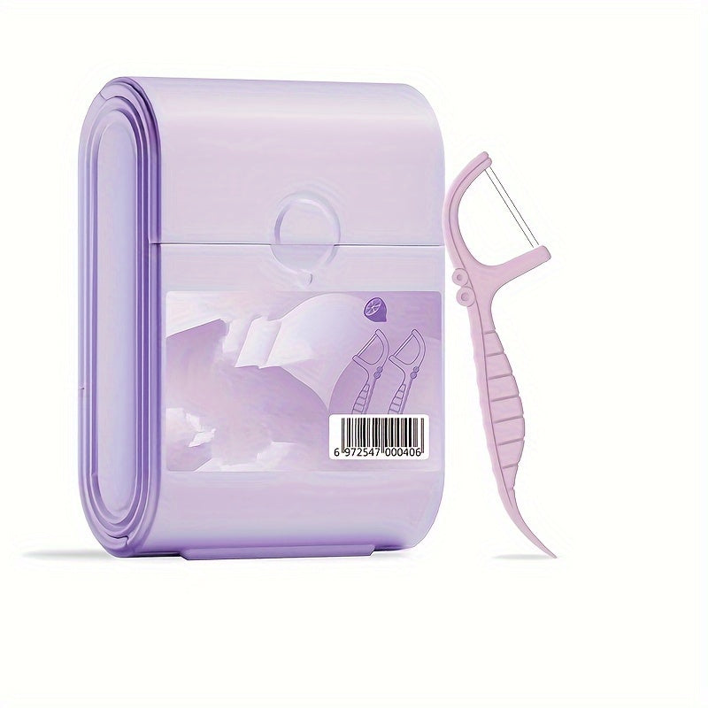 Dental Floss Sticks Disposable Double Layer Storage Box For Adults 52 Pieces Mint