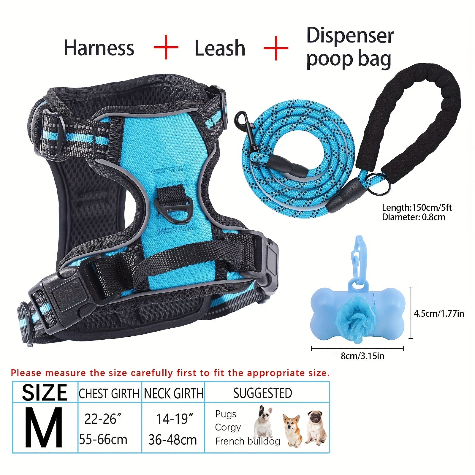 No-Pull Dog Harness and Leash Set with Reflective Features for Medium and Large Dogs