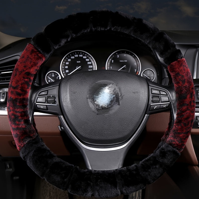 Cubierta de volante de invierno de felpa para unisex, protector térmico antideslizante para coche