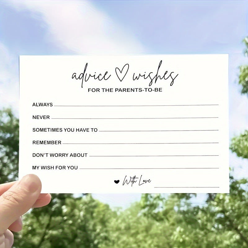 50-Pack Baby Shower Advice and Well Wishes Cards for Expecting Parents 15.24x10.16 cm Durable Cardstock