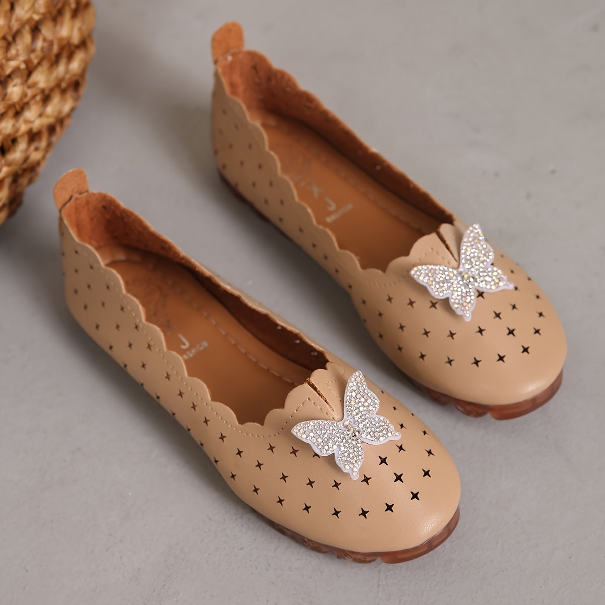 Women's Flats Spring Summer Sparkling Butterfly Non-Slip Rubber Sole