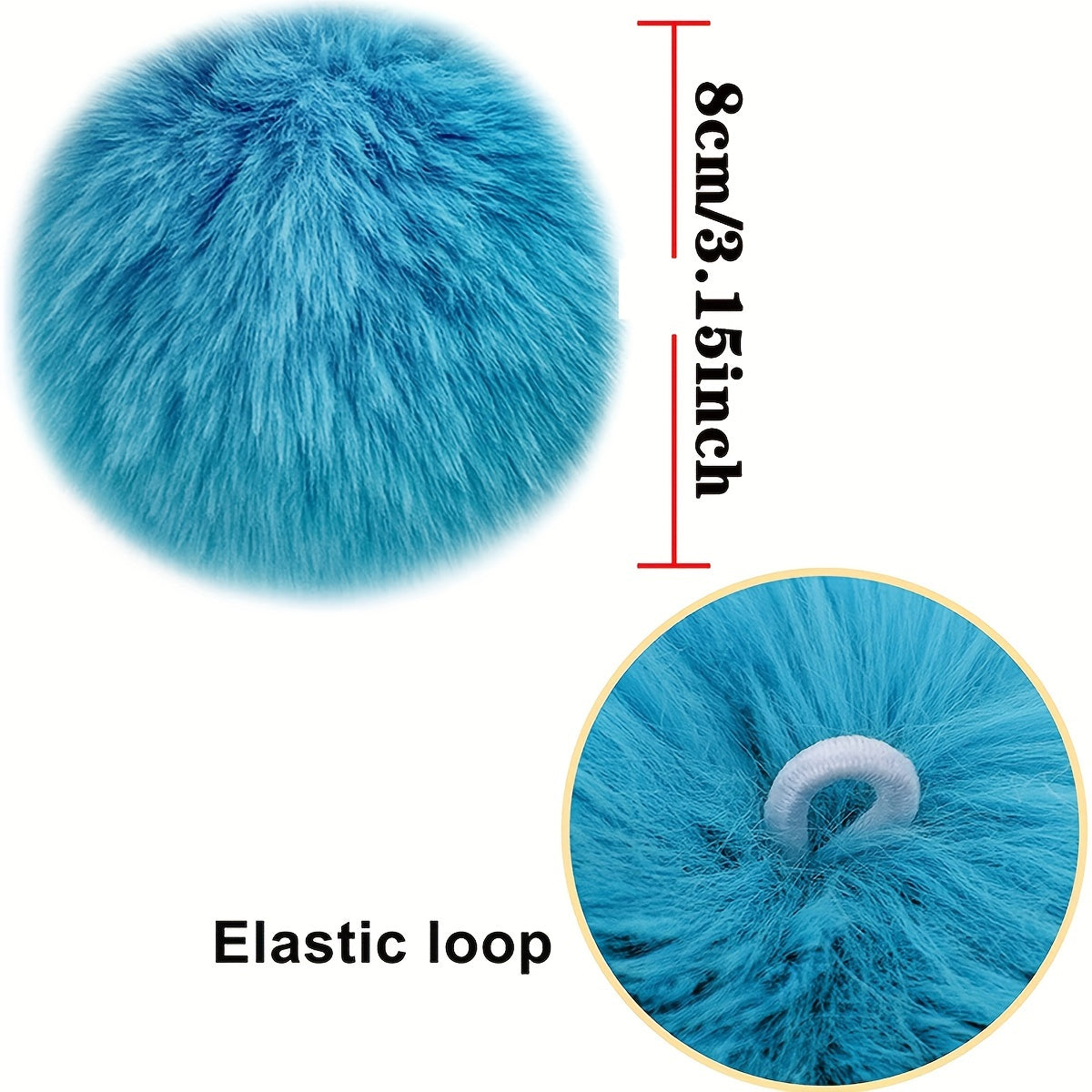 Set of 20 8cm Faux Rabbit Fur Pom Pom Keychains Fluffy Balls for Hats Bags and Accessories