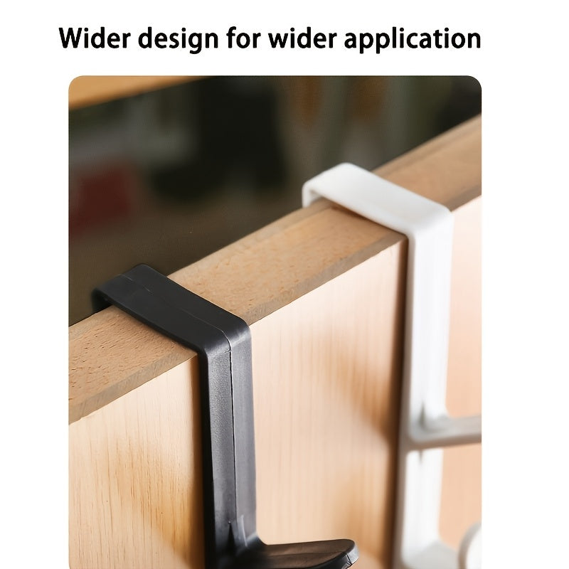 4pcs Plastic Over-the-Door Hooks with 5 Hooks Each for Bathroom Closet Organization