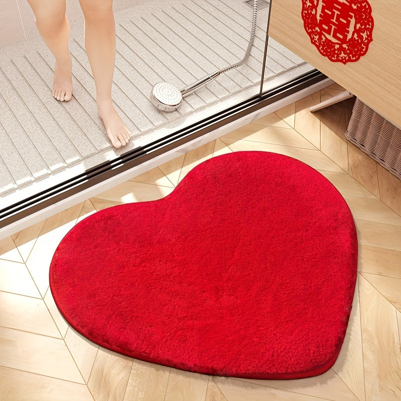 Alfombra de baño en forma de corazón suave, absorbente y antideslizante para decoración de baño en cuatro colores