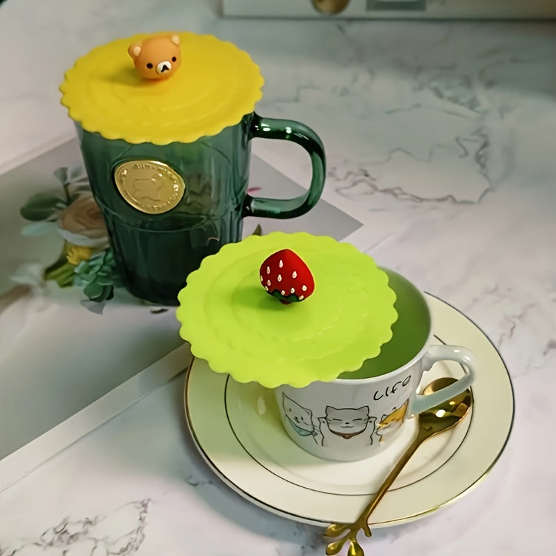Set of 3 Silicone Cup Covers Leakproof Dustproof BPA-Free for Ceramic, Glass, and Bowl Lids