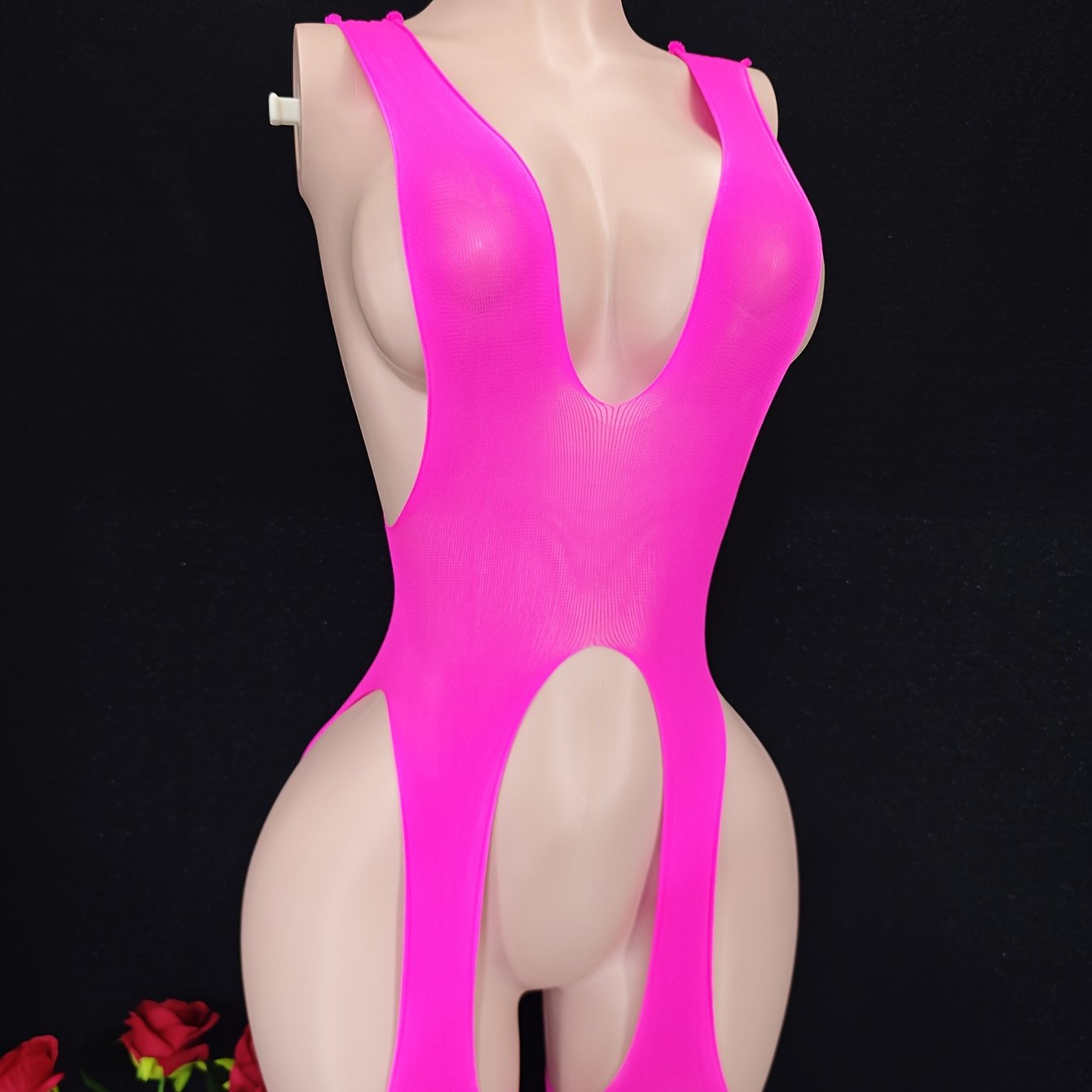 Боди для женщин больших размеров с красной нюдовой сеткой, сексуальное белье, открытая промежность