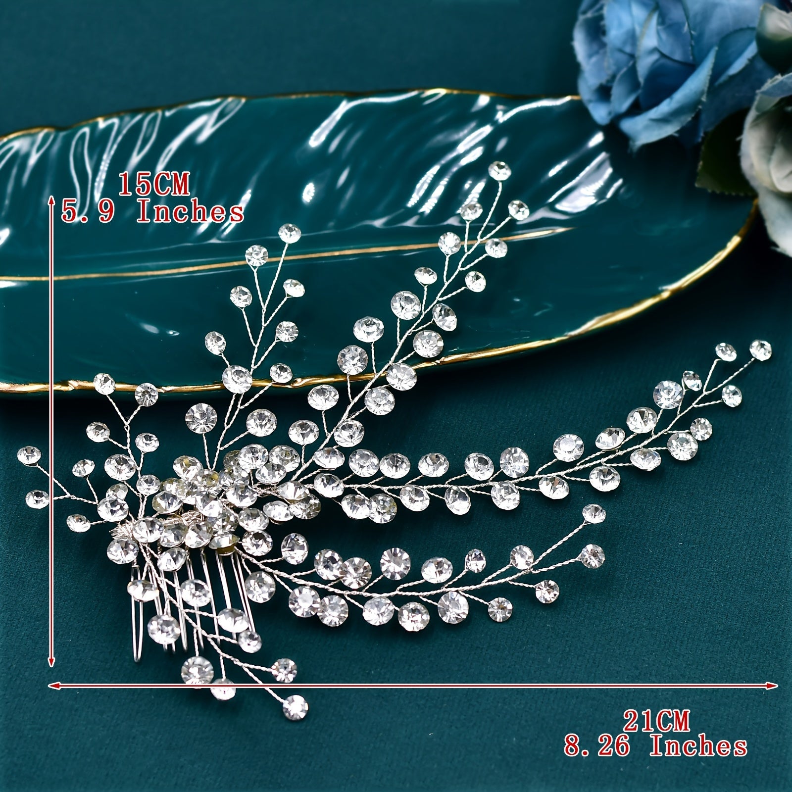 Women's Leaf-Shaped Rhinestone Hair Comb for Bridal Wedding and Events