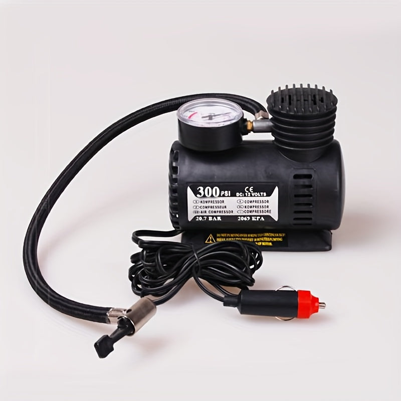 High-Pressure Portable Air Compressor 300 PSI with Pressure Gauge for Bikes and Sports Balls