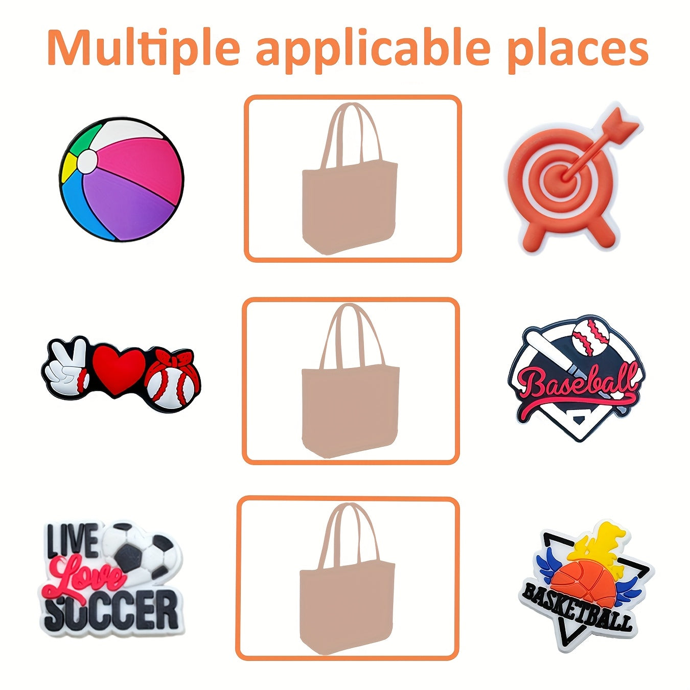 Unisex PVC Charms Pack of 50 Mixed Sports Ball Charms for Jewelry and Sandals