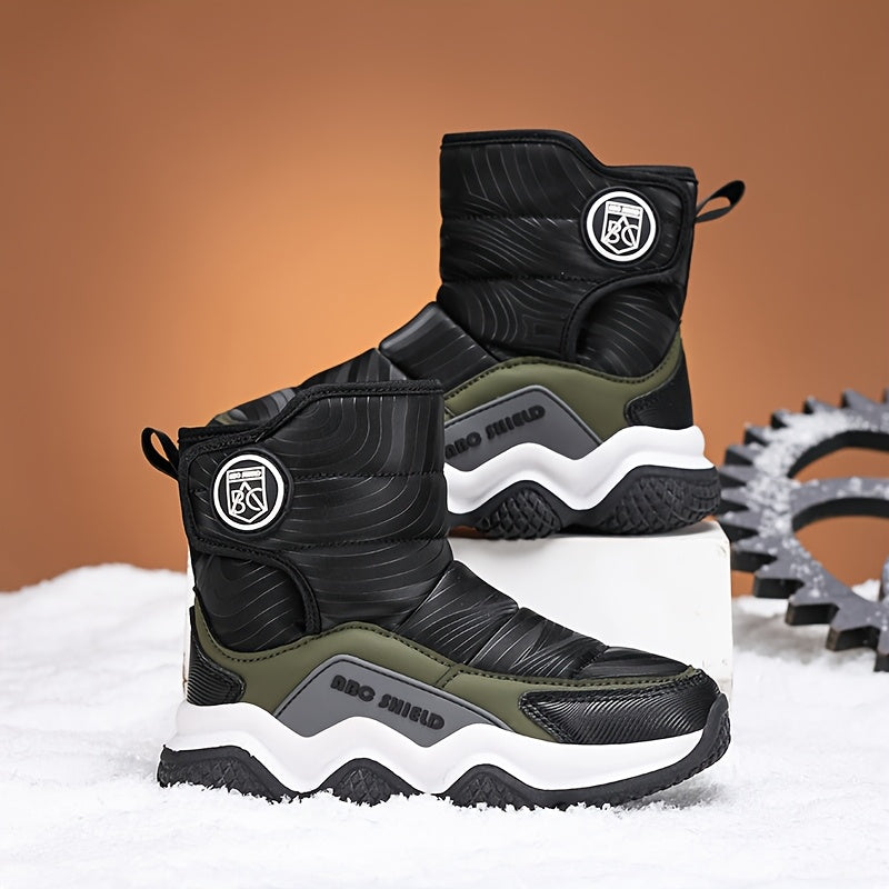 Kids Snow Boots Winter High-Top Non-Slip Fleece Lining Casual Shoes for Boys and Girls