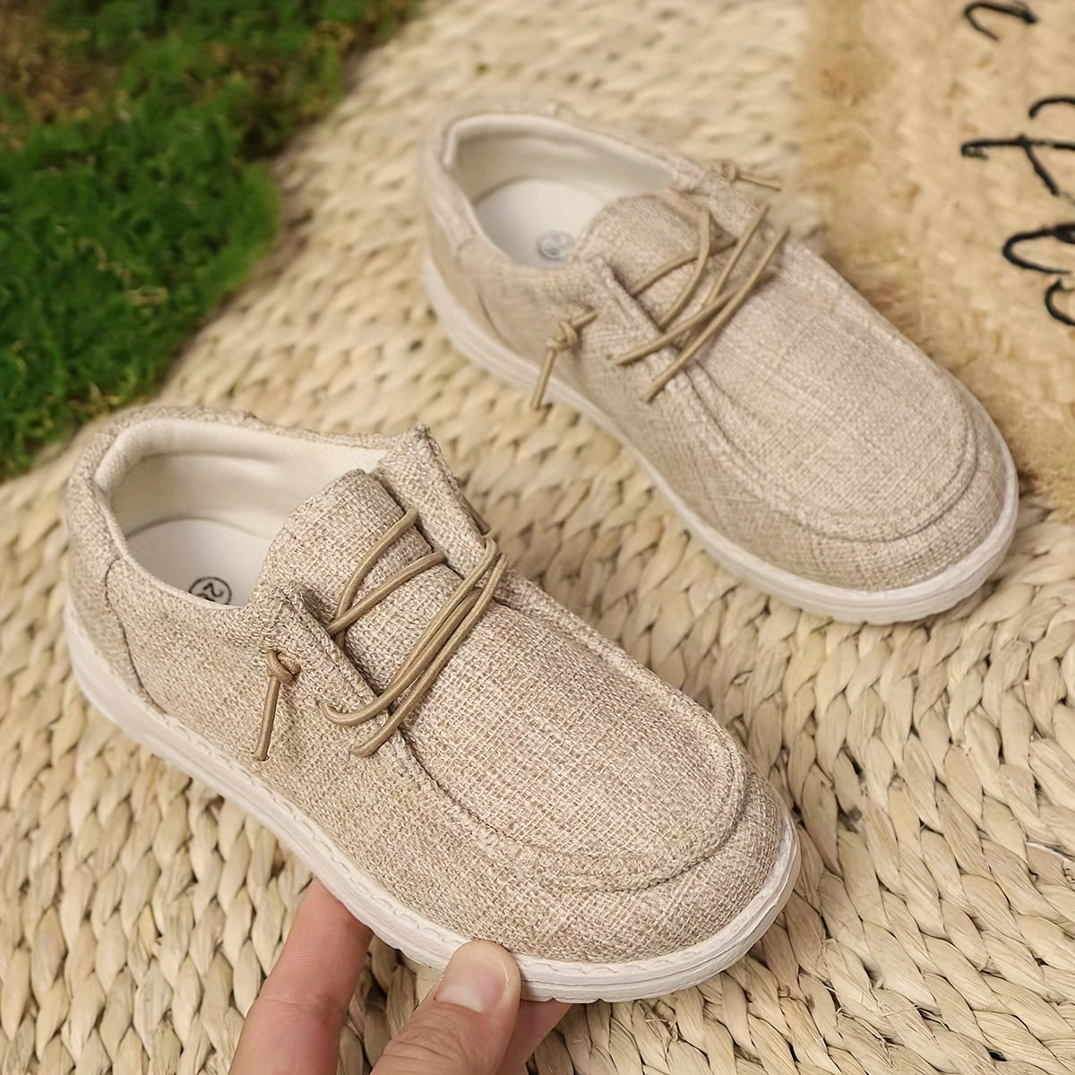 Girls Canvas Sneakers Slip-On Low Top Breathable Gray EVA Sole Casual