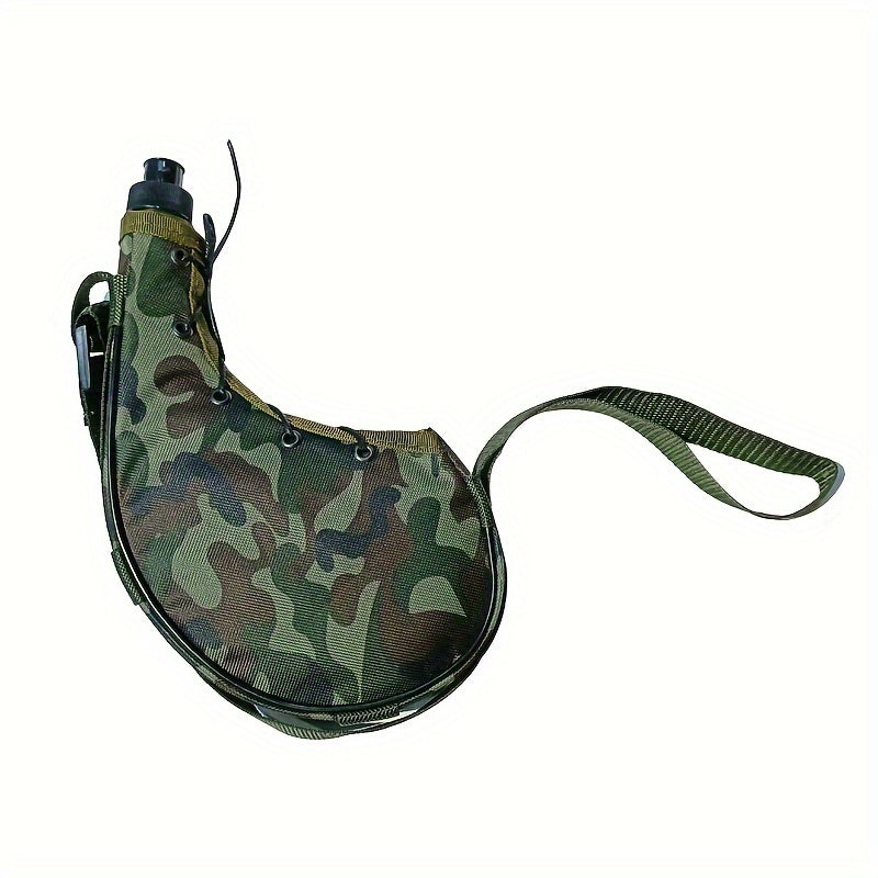 Suv o'tkazmaydigan ko'chma cho'l idishi, kamuflyajli sumkasi bilan, BPA dan xoli plastik oval shakldagi suv shishasi, ochiq havoda sarguzashtlar uchun, faqat qo'lda yuvish.