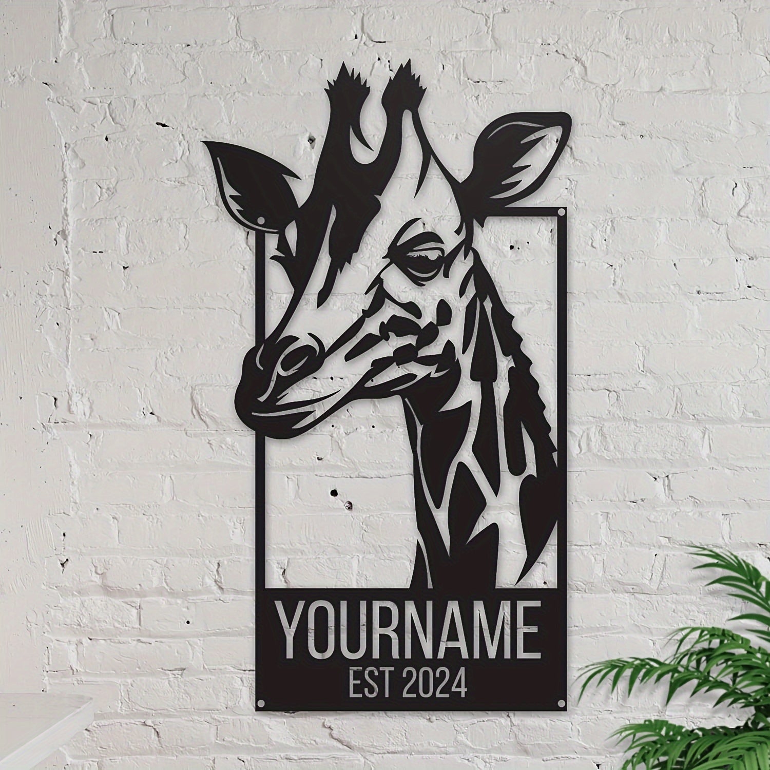 Personalized Giraffe Metal Wall Art Sign Black Indoor Decor Plaque for Adults Teens