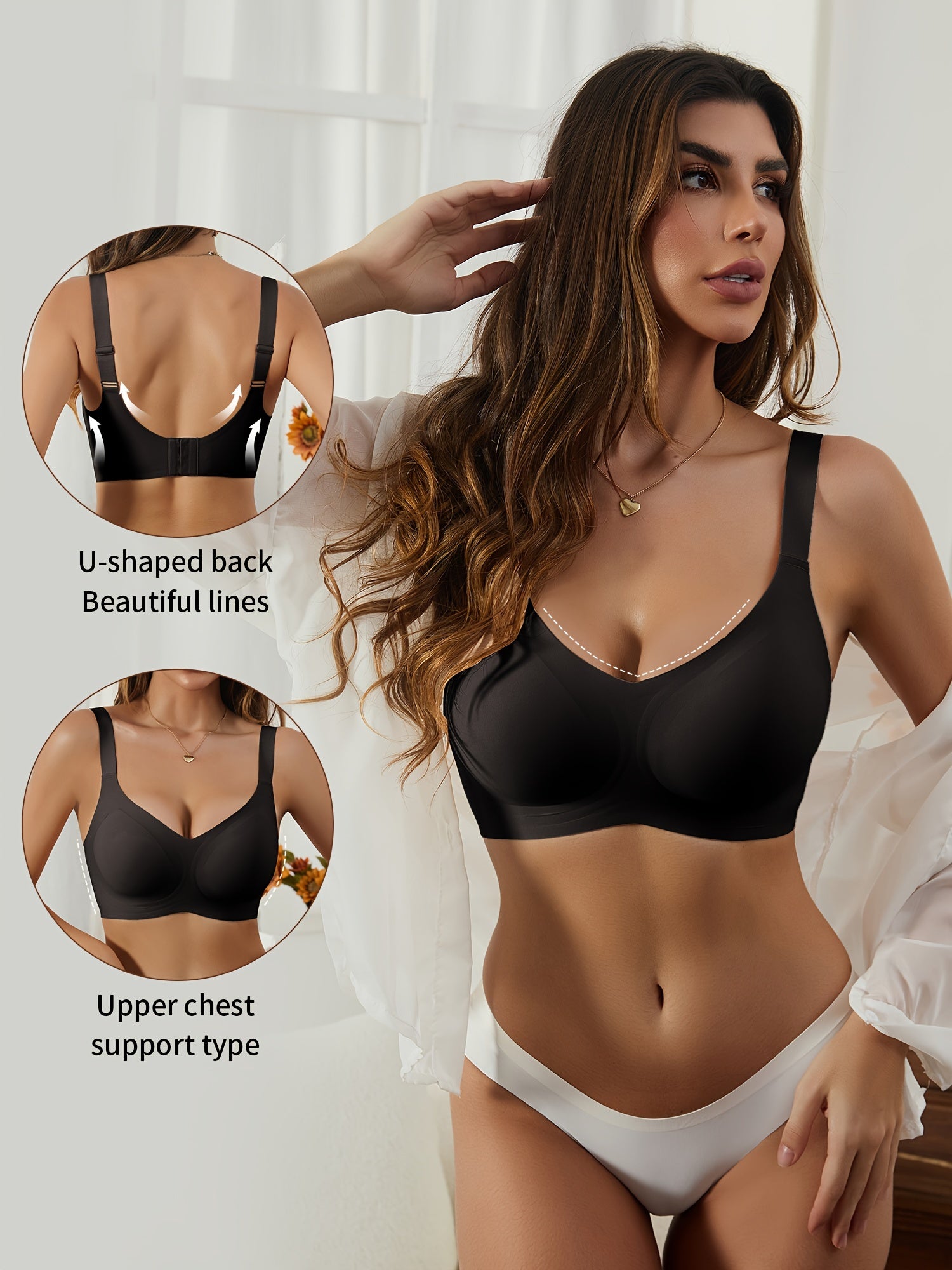 Plus Size Seamless Wireless Full Coverage Bra for Women in Solid Polyamide