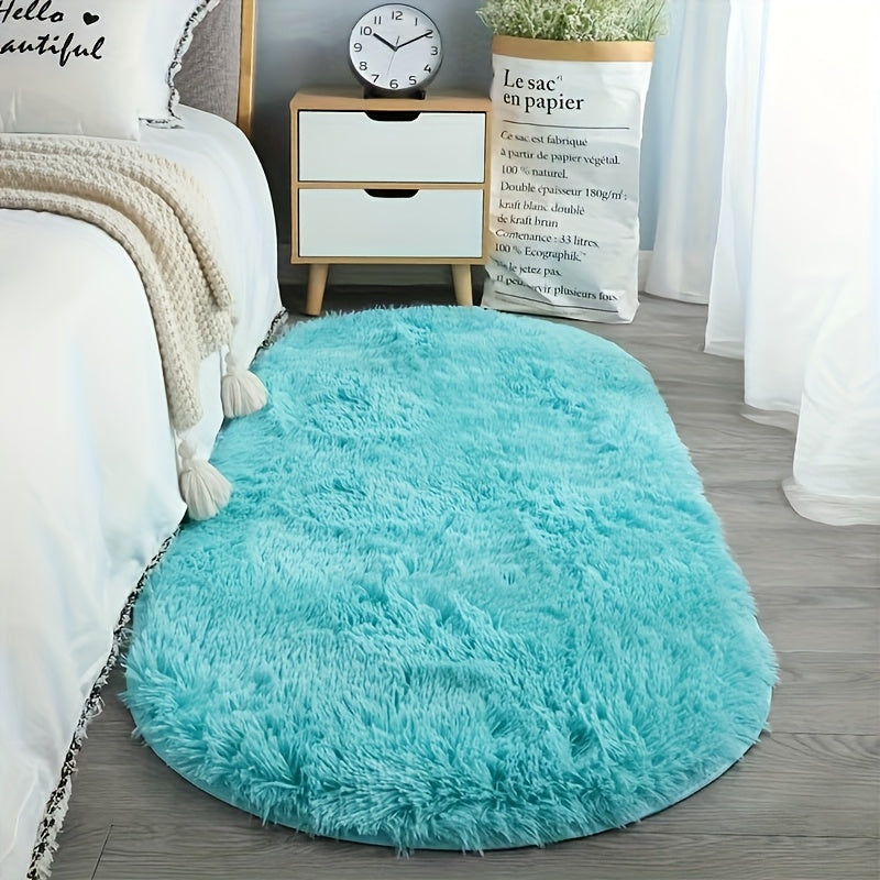 Soft Faux Fur Oval Area Rug Non-Slip Plush Durable Home Decor Large or Small