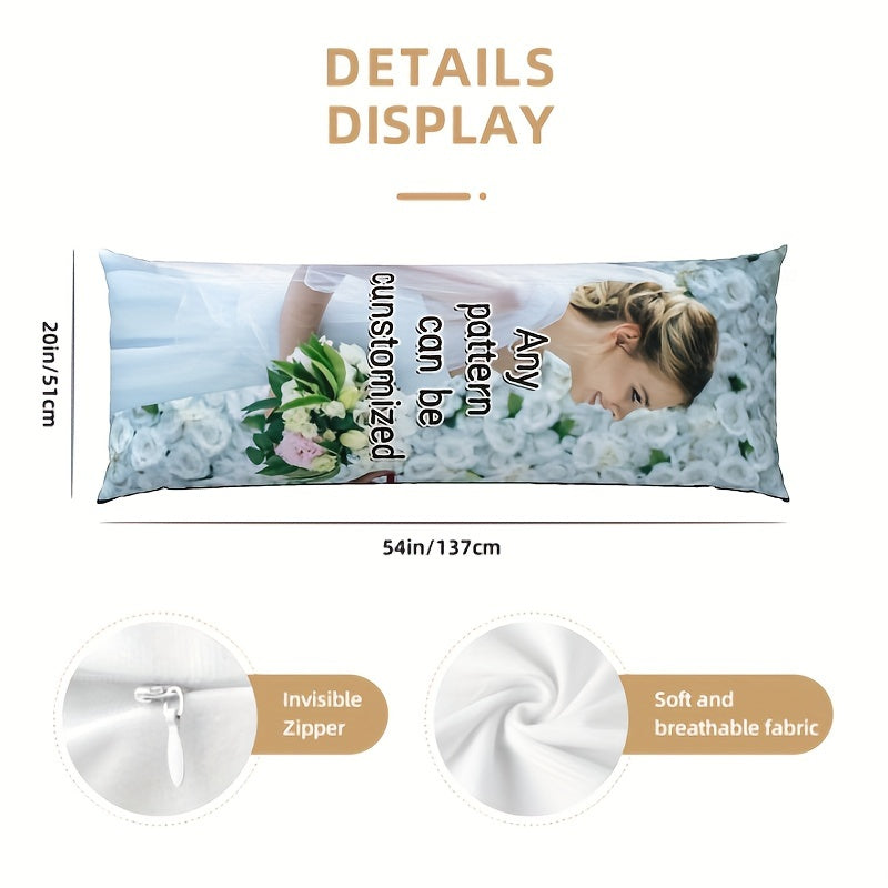 Personalized Long Hug Pillow Cover Body Pillowcase 50.8x137.2 cm Soft Plush Double-Sided Print