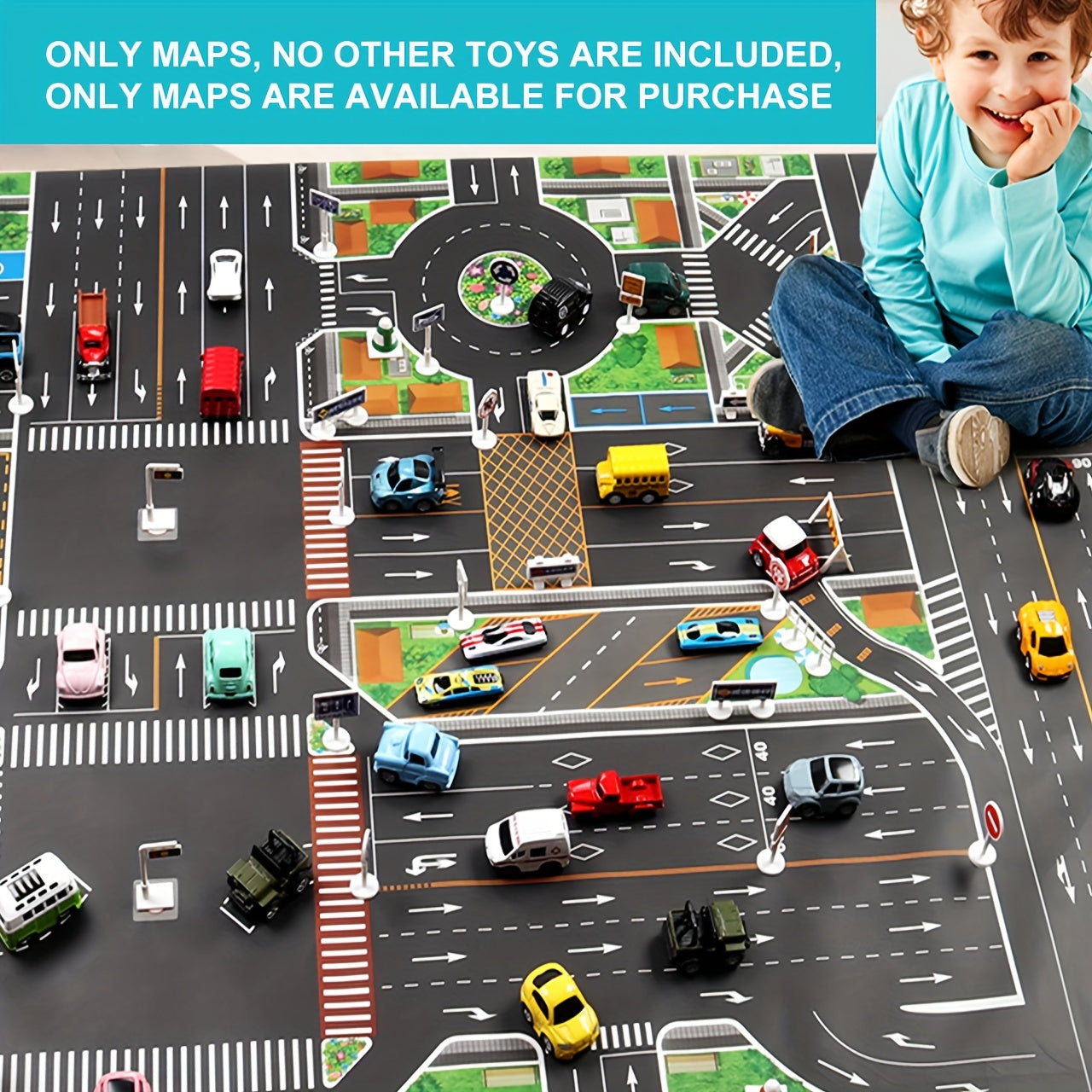 Alfombra de juego de tráfico infantil Ciudad Juego de aparcamiento educativo Impermeable de tela no tejida Juguete para interior