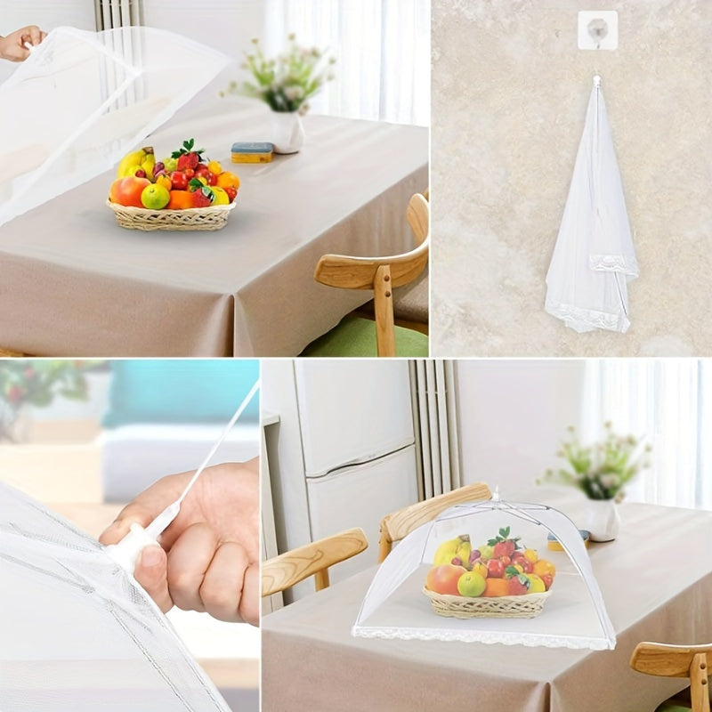 Large White Mesh Food Cover Tent for Outdoor Dining Camping BBQ Picnics Reusable