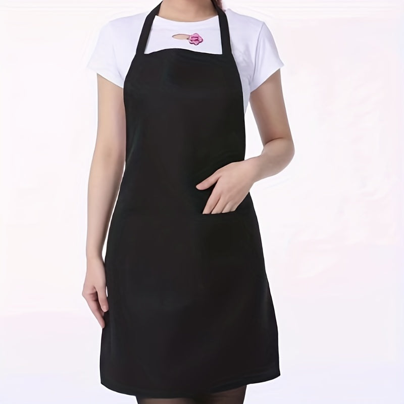 Waterproof Polyester Apron with Pockets for Cooking BBQ and Salon Use in Red Black Pink