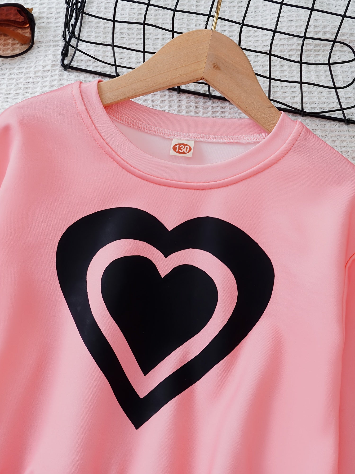 Girls Autumn Clothes 2025 Heart Pattern Knit Two-Piece Set for Kids