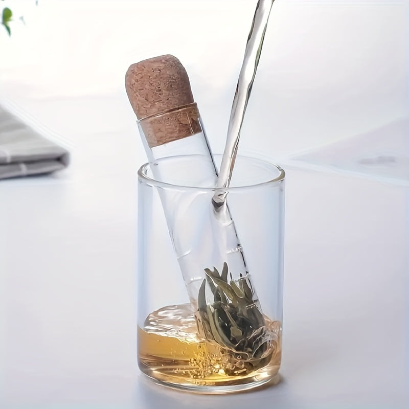 Glass Tea Infuser with Cork Lid, Transparent Test Tube, Easy to Use for Loose Leaf and Herbal Tea