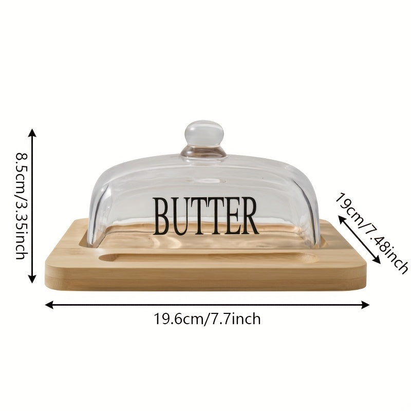 Glass Cover Box with Knife for Cheese Butter Sandwich Cake Dessert