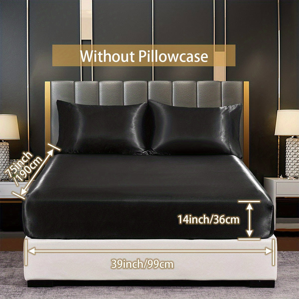 Satin Solid Color Fitted Sheet Luxuriously Soft Bedding for Bedroom and Guest Room