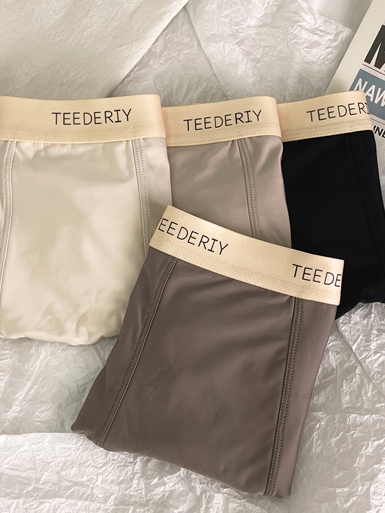 Men's Solid Letter Belt Boxer Briefs Set Quick-Drying Breathable Multi-Color