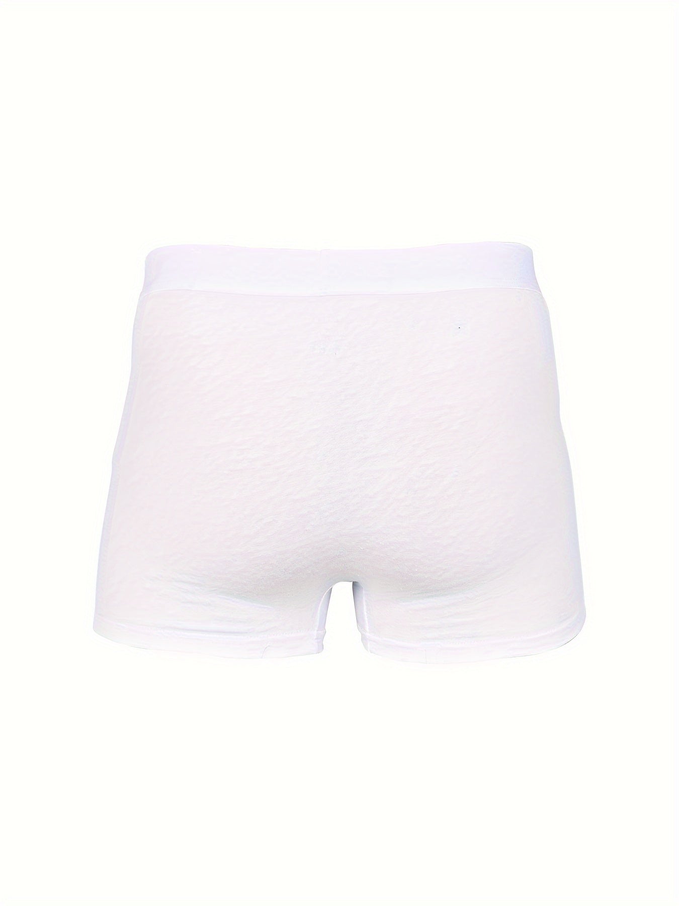 Men's White Boxer Shorts 5 Pack Polyester Blend Elastic Waist Breathable Durable