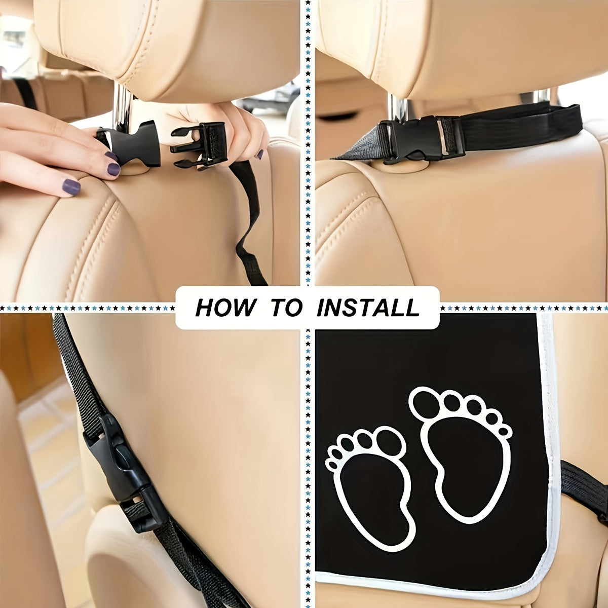 Car Seat Protector Set with Back Seat Protection Pad and Black Kick Mat