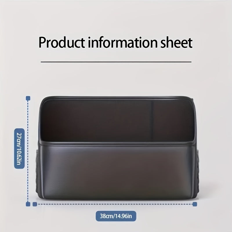 PU Leather Car Seat Back Organizer with Multi-Pocket Storage Waterproof Durable Black Quilted